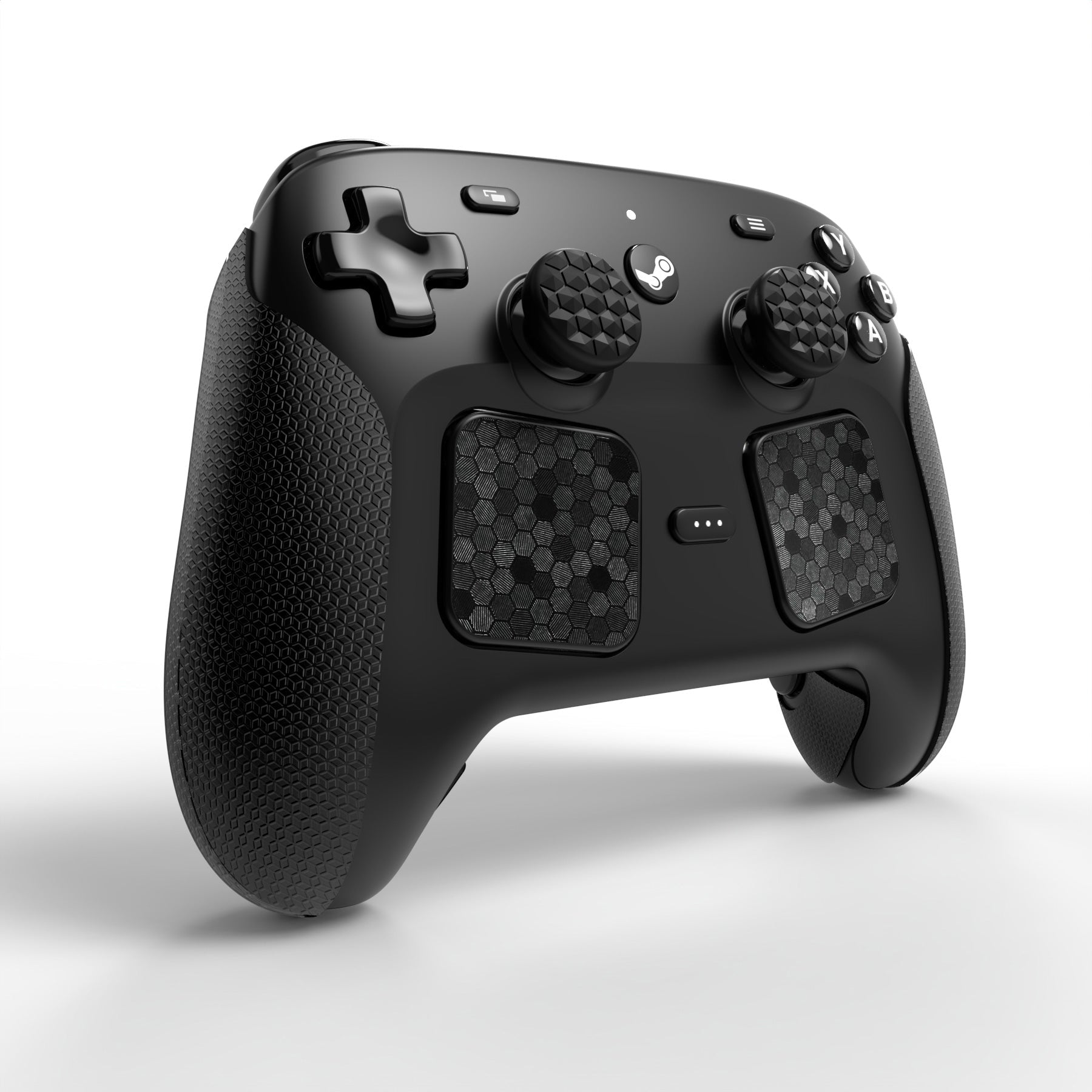 PlayVital Hexagon Diamond Texture Grip Sticker Set for Steam Controller 2, Anti-Slip PU Skin Cover Accessory Kit for Steam Controller with Touchpad Stickers and Thumb Grips - Black PlayVital