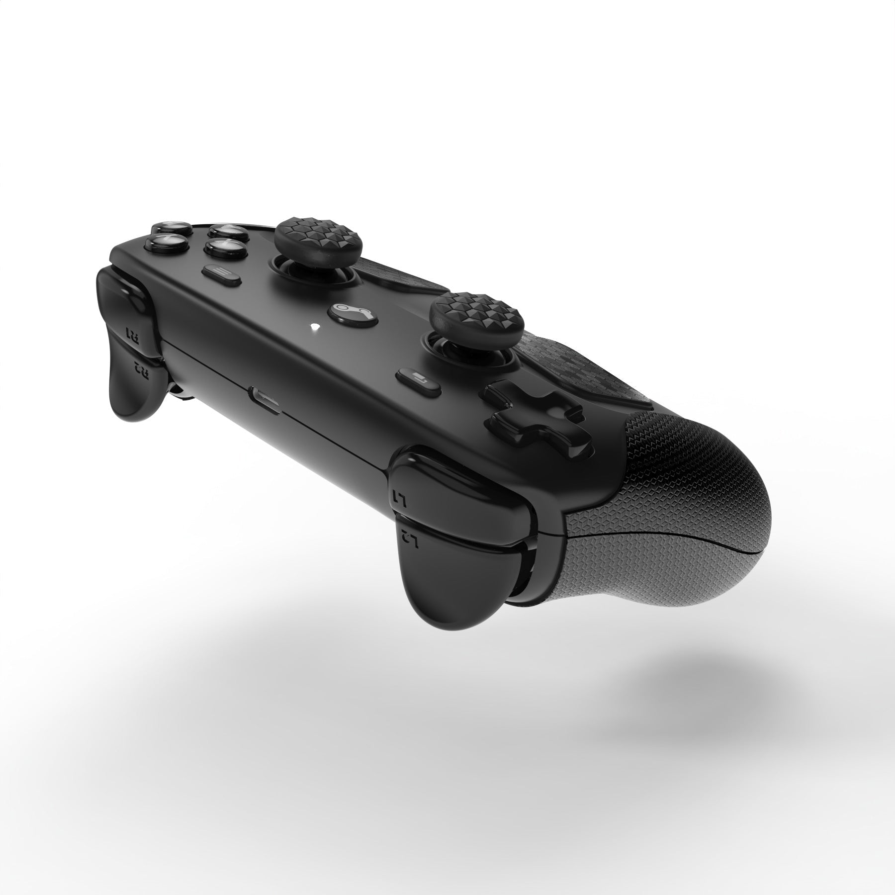 PlayVital Hexagon Diamond Texture Grip Sticker Set for Steam Controller 2, Anti-Slip PU Skin Cover Accessory Kit for Steam Controller with Touchpad Stickers and Thumb Grips - Black PlayVital