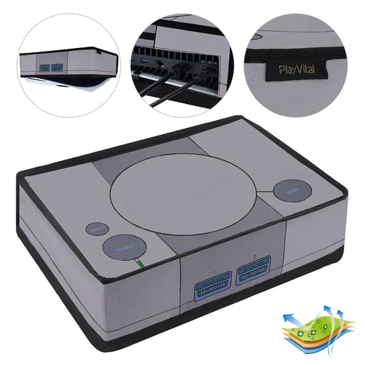 PlayVital Horizontal Anti Scratch Waterproof Nylon Dust Cover for PS5 Console Digital Edition & Regular Edition - Retro 32 Bit Style PlayVital