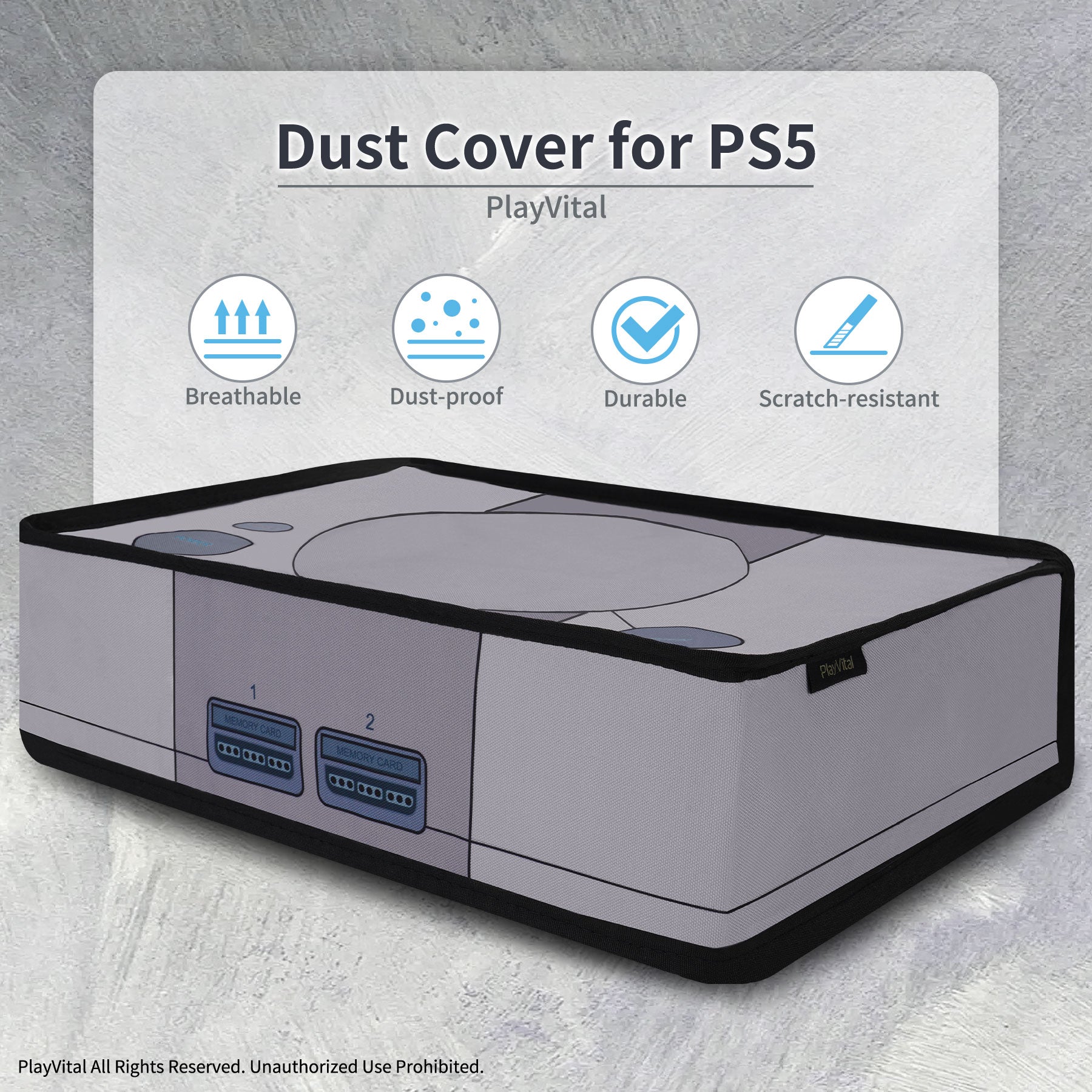 PlayVital Horizontal Anti Scratch Waterproof Nylon Dust Cover for PS5 Console Digital Edition & Regular Edition - Retro 32 Bit Style PlayVital