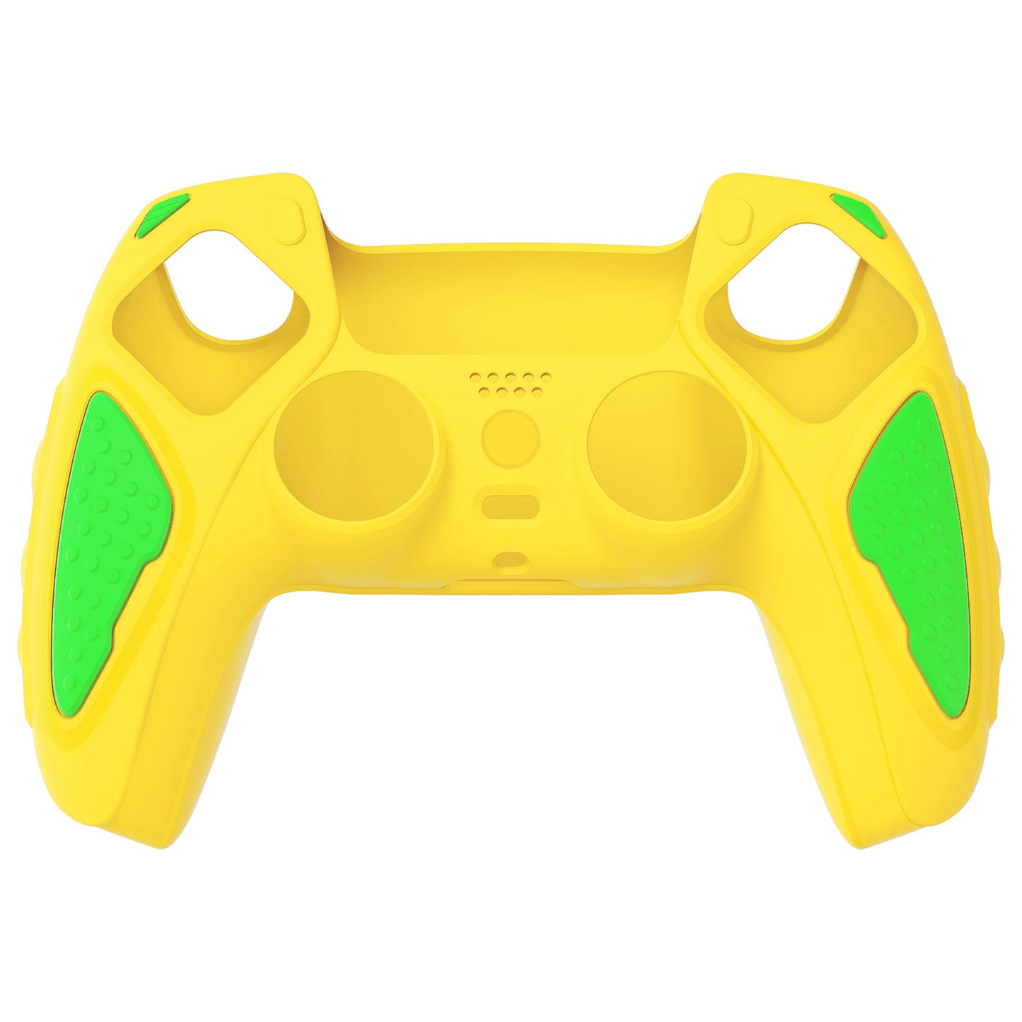PlayVital Knight Edition Anti-Slip Silicone Cover Skin with Thumb Grip Caps for PS5 Wireless Controller - Legend Yellow & Green - QSPF016 PlayVital
