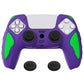 PlayVital Knight Edition Anti-Slip Silicone Cover Skin with Thumb Grip Caps for PS5 Wireless Controller - Neon Genesis Purple & Green - QSPF015 PlayVital