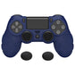 PlayVital Line & Dot Silicone Cover Skin with Thumb Grip Caps for PS4 Slim Pro Controller - Midnight Blue