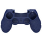 PlayVital Line & Dot Silicone Cover Skin with Thumb Grip Caps for PS4 Slim Pro Controller - Midnight Blue