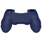 PlayVital Line & Dot Silicone Cover Skin with Thumb Grip Caps for PS4 Slim Pro Controller - Midnight Blue