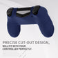 PlayVital Line & Dot Silicone Cover Skin with Thumb Grip Caps for PS4 Slim Pro Controller - Midnight Blue