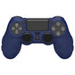 PlayVital Line & Dot Silicone Cover Skin with Thumb Grip Caps for PS4 Slim Pro Controller - Midnight Blue