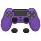 PlayVital Line & Dot Silicone Cover Skin with Thumb Grip Caps for PS4 Slim Pro Controller - Purple