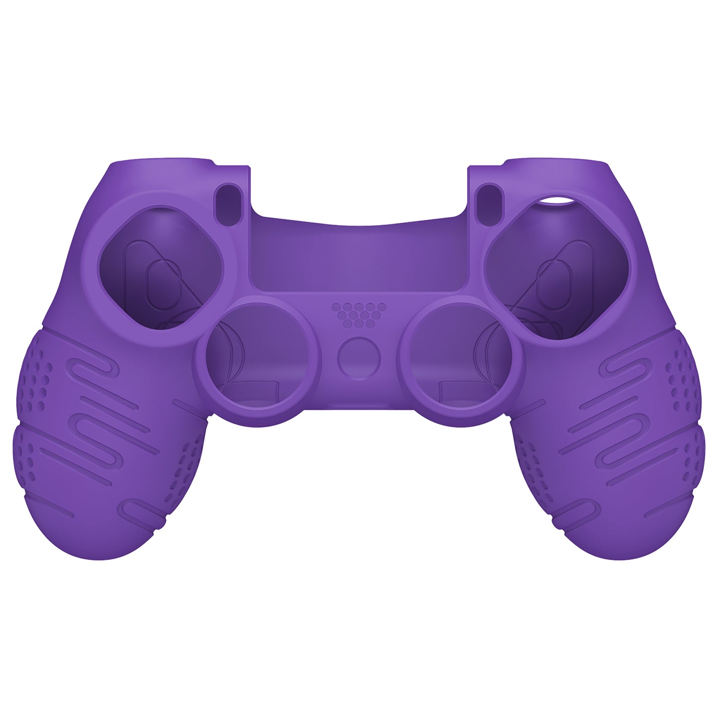 PlayVital Line & Dot Silicone Cover Skin with Thumb Grip Caps for PS4 Slim Pro Controller - Purple