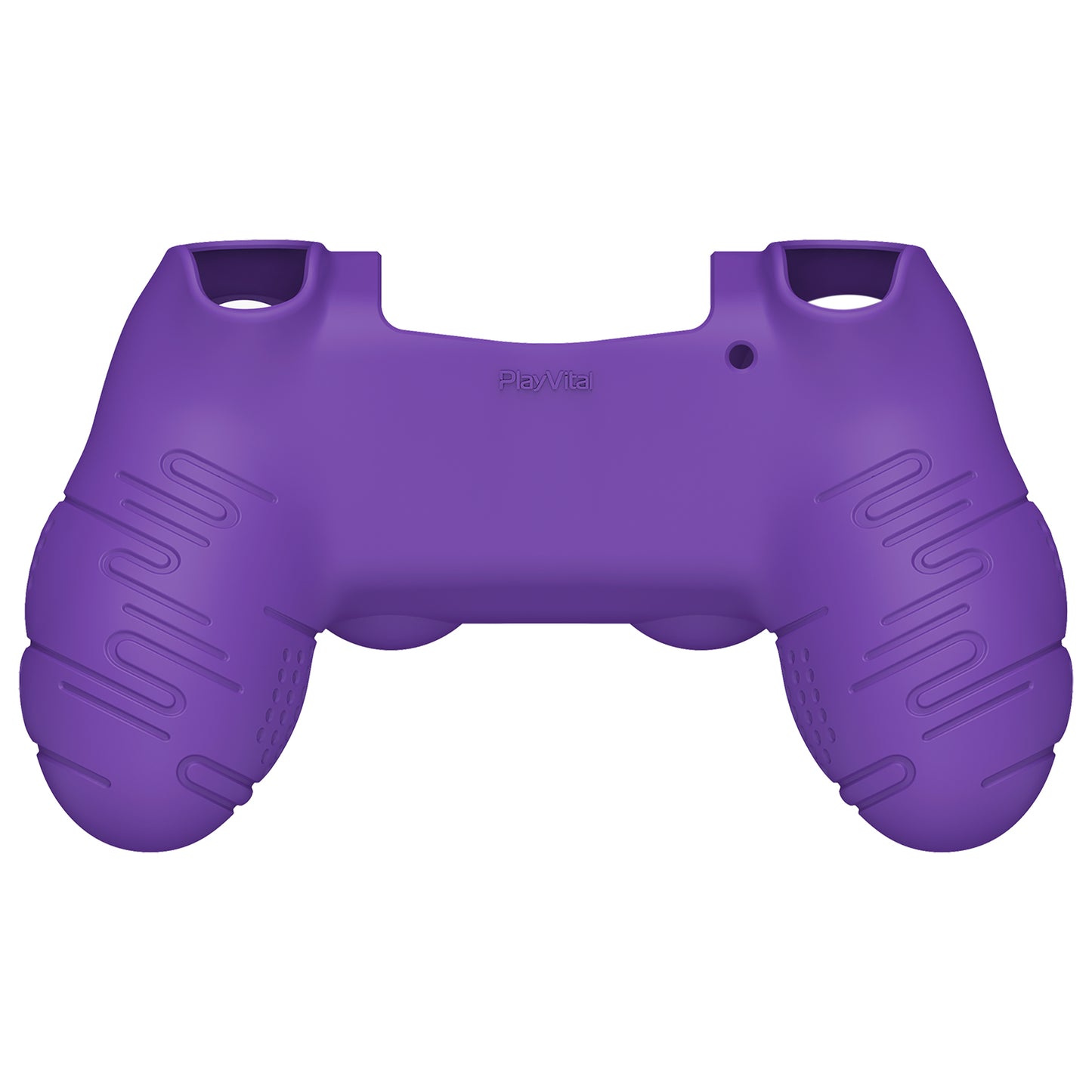 PlayVital Line & Dot Silicone Cover Skin with Thumb Grip Caps for PS4 Slim Pro Controller - Purple