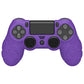 PlayVital Line & Dot Silicone Cover Skin with Thumb Grip Caps for PS4 Slim Pro Controller - Purple