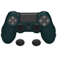 PlayVital Line & Dot Silicone Cover Skin with Thumb Grip Caps for PS4 Slim Pro Controller - Racing Green