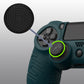 PlayVital Line & Dot Silicone Cover Skin with Thumb Grip Caps for PS4 Slim Pro Controller - Racing Green