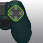 PlayVital Line & Dot Silicone Cover Skin with Thumb Grip Caps for PS4 Slim Pro Controller - Racing Green
