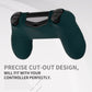 PlayVital Line & Dot Silicone Cover Skin with Thumb Grip Caps for PS4 Slim Pro Controller - Racing Green
