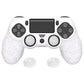 PlayVital Line & Dot Silicone Cover Skin with Thumb Grip Caps for PS4 Slim Pro Controller - White