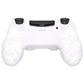 PlayVital Line & Dot Silicone Cover Skin with Thumb Grip Caps for PS4 Slim Pro Controller - White