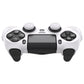 PlayVital Line & Dot Silicone Cover Skin with Thumb Grip Caps for PS4 Slim Pro Controller - White