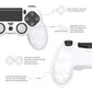 PlayVital Line & Dot Silicone Cover Skin with Thumb Grip Caps for PS4 Slim Pro Controller - White