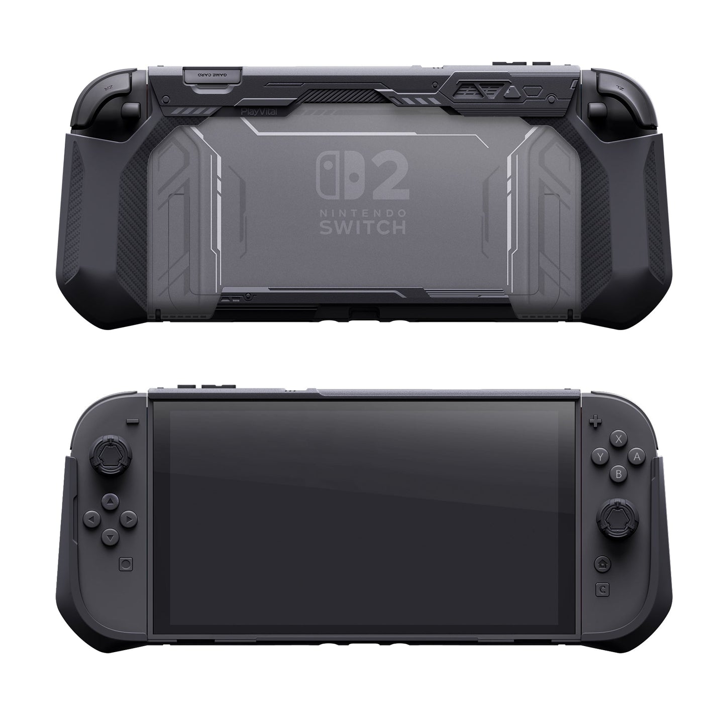 PlayVital METEOR Ergonomic Non-Slip TPU Protective Case with Thumb Grips for Nintendo Switch 2 - Black PlayVital