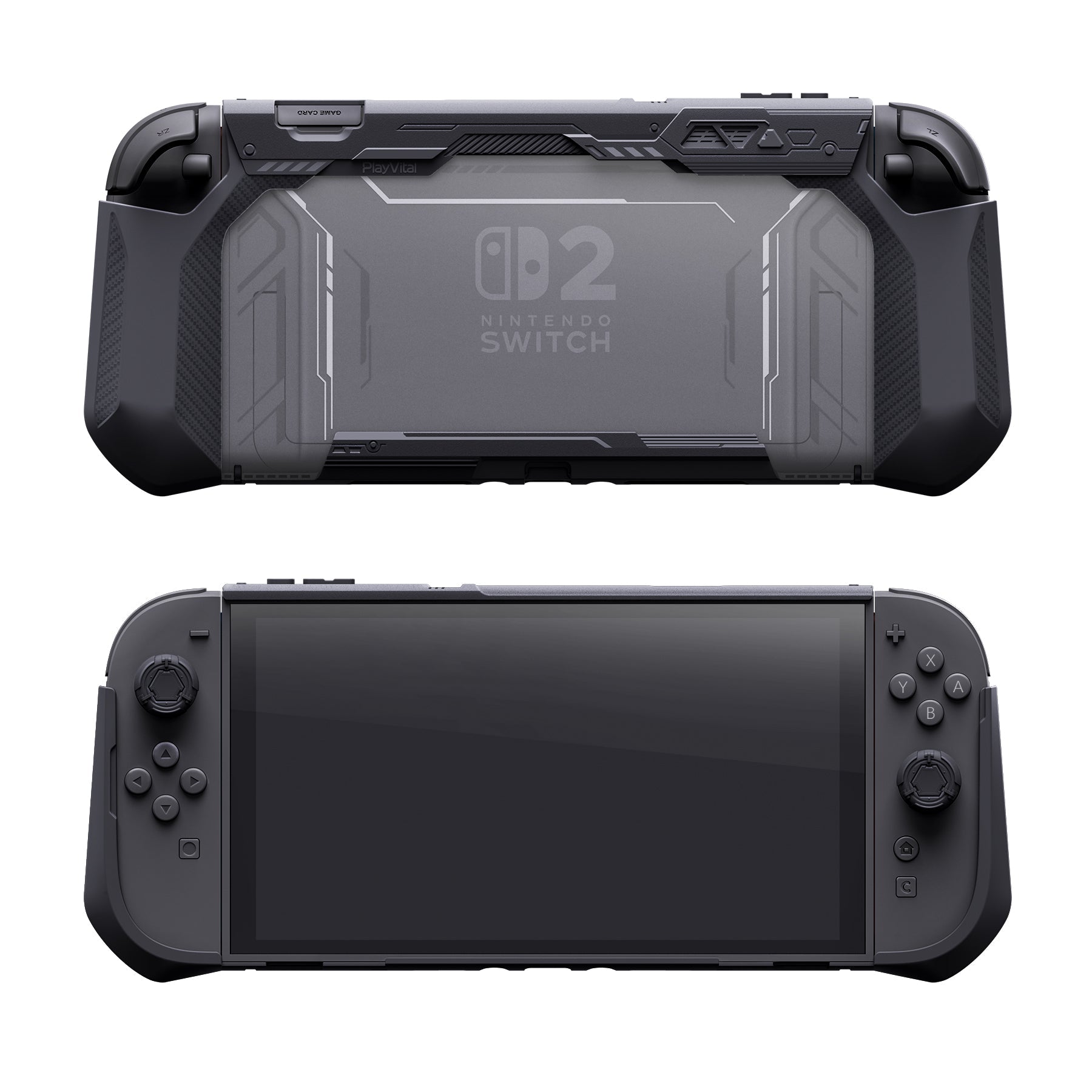 PlayVital METEOR Ergonomic Non-Slip TPU Protective Case with Thumb Grips for Nintendo Switch 2 - Black PlayVital