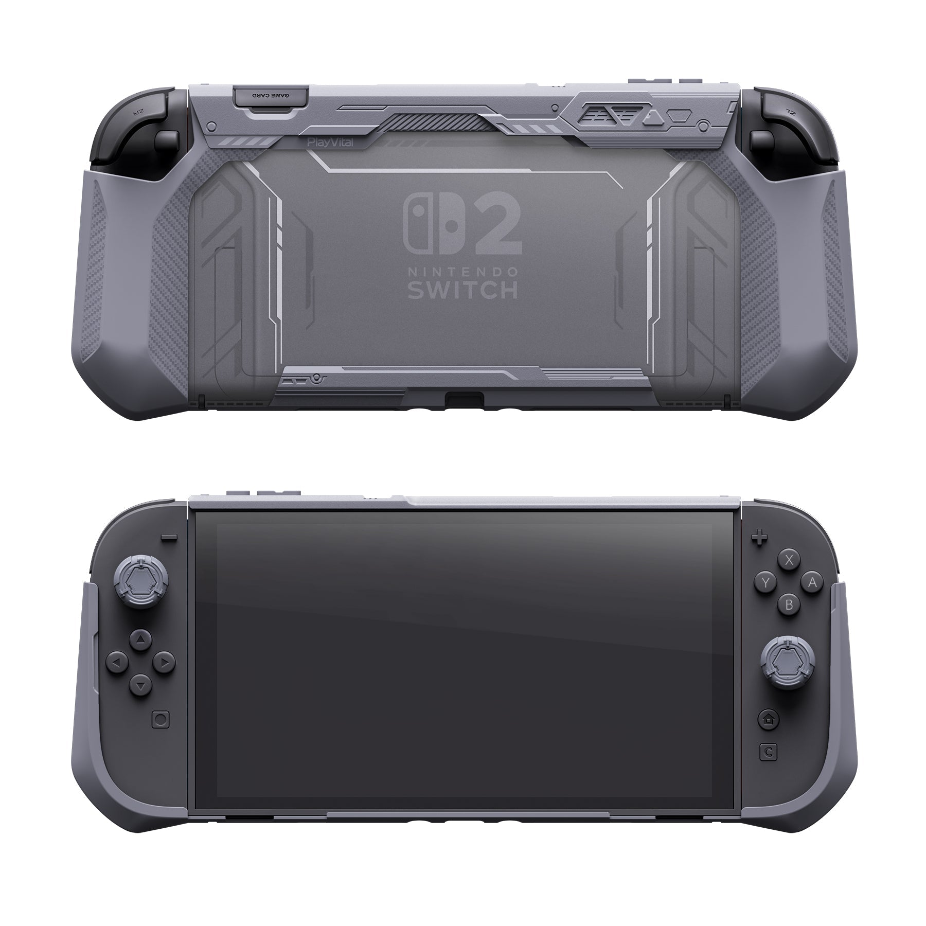 PlayVital METEOR Ergonomic Non-Slip TPU Protective Case with Thumb Grips for Nintendo Switch 2 - New Hope Gray PlayVital
