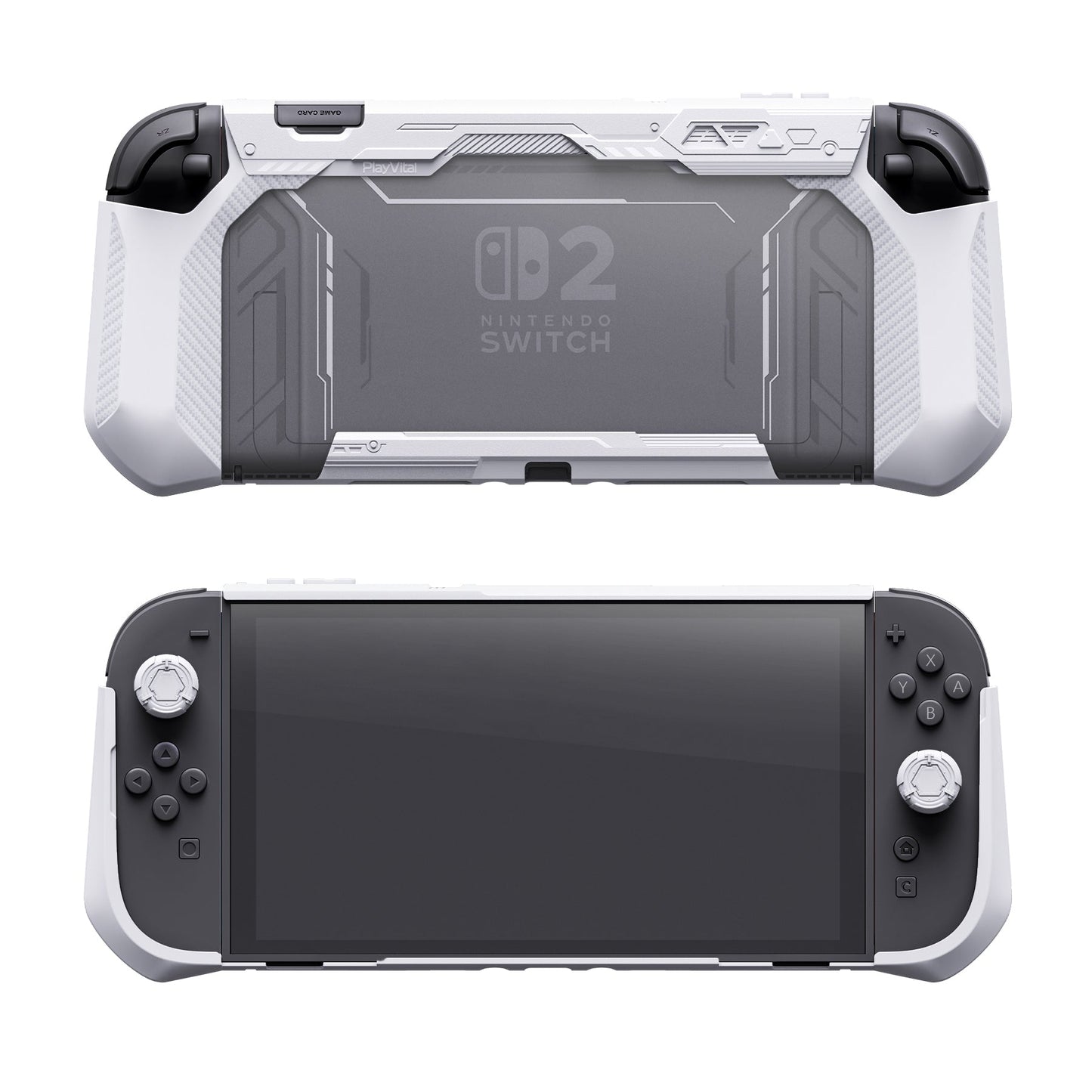 PlayVital METEOR Ergonomic Non-Slip TPU Protective Case with Thumb Grips for Nintendo Switch 2 - White PlayVital