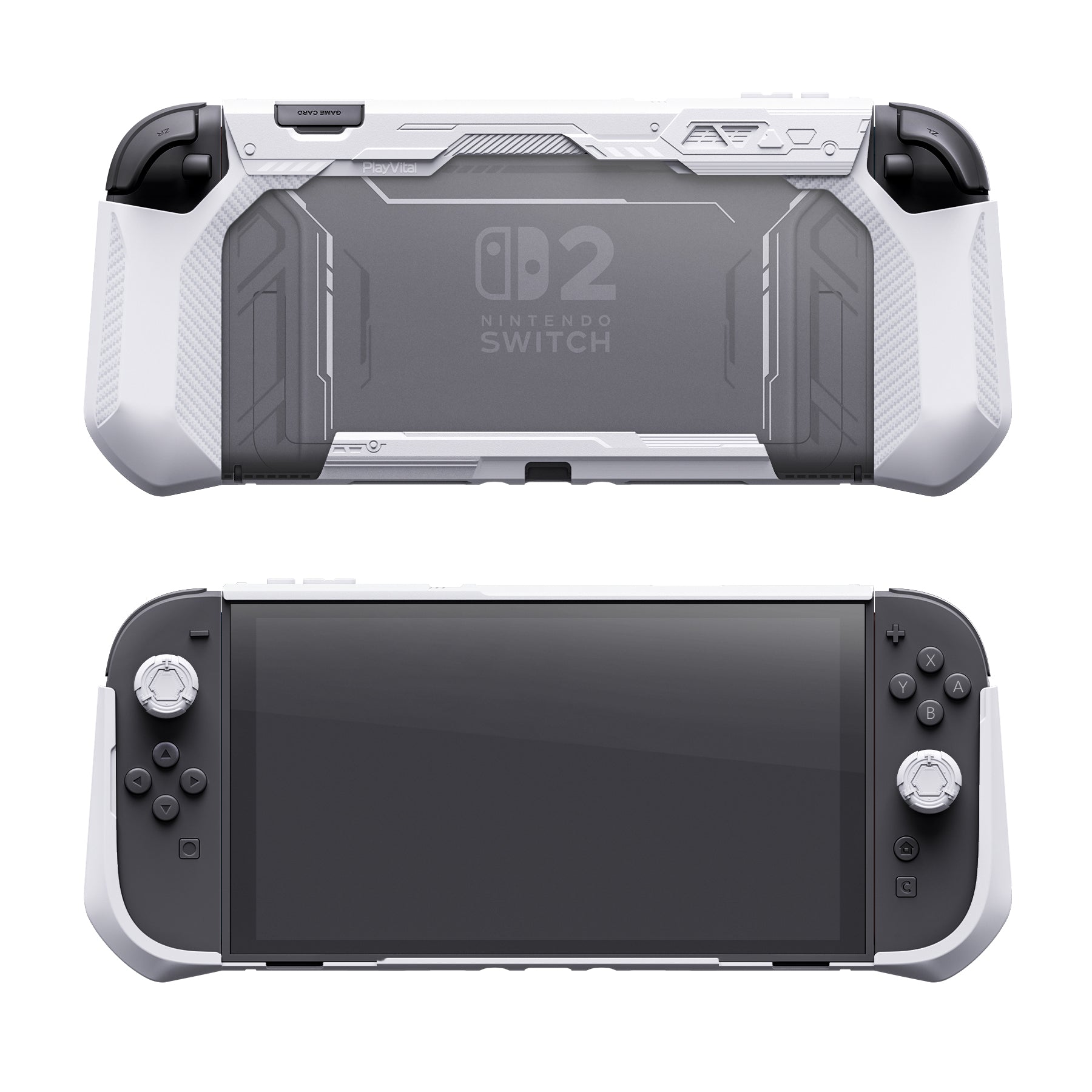 PlayVital METEOR Ergonomic Non-Slip TPU Protective Case with Thumb Grips for Nintendo Switch 2 - White PlayVital
