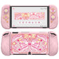 PlayVital Magic Wings Dockable Hard Shell Protective Case for Nintendo Switch OLED with Thumb Grip Caps & Extra Stand - Pink PlayVital