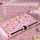 PlayVital Magic Wings Dockable Hard Shell Protective Case for Nintendo Switch OLED with Thumb Grip Caps & Extra Stand - Pink PlayVital