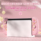 PlayVital Magic Wings Dockable Hard Shell Protective Case for Nintendo Switch OLED with Thumb Grip Caps & Extra Stand - Pink PlayVital