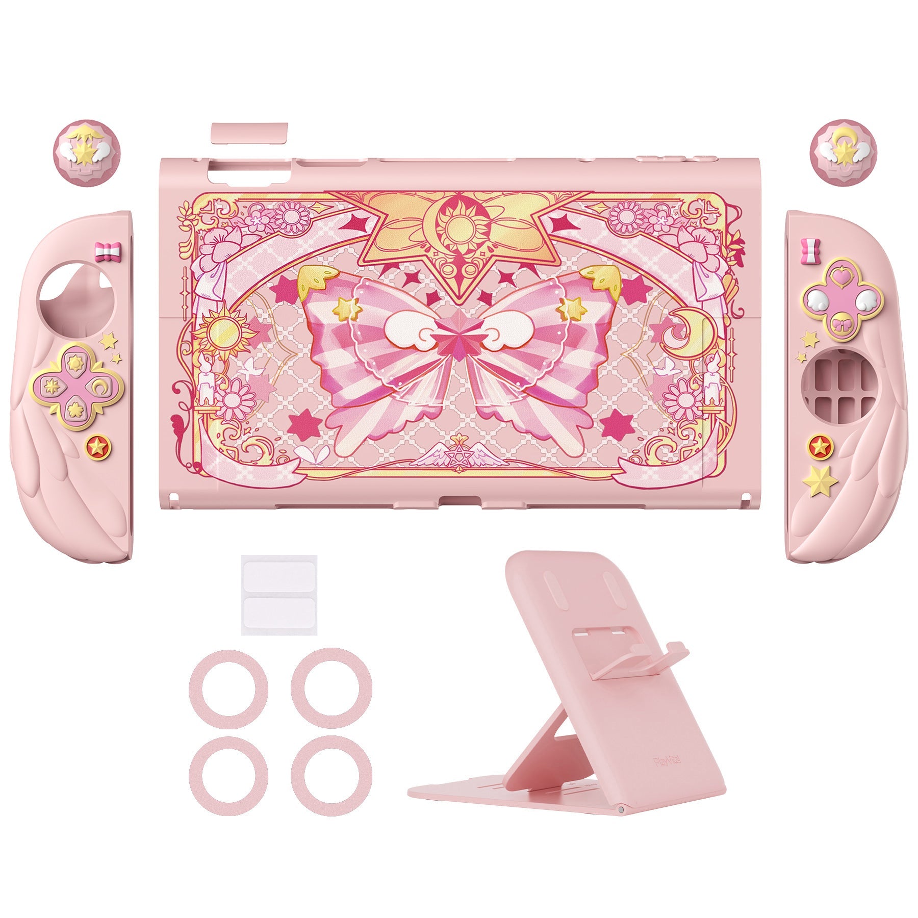 S☆LOUWIN カードケース CASEY(ミラー付)　SOFT PINK PlayVital Magic Wings Protective Case for Nintendo Switch 2 - Pink