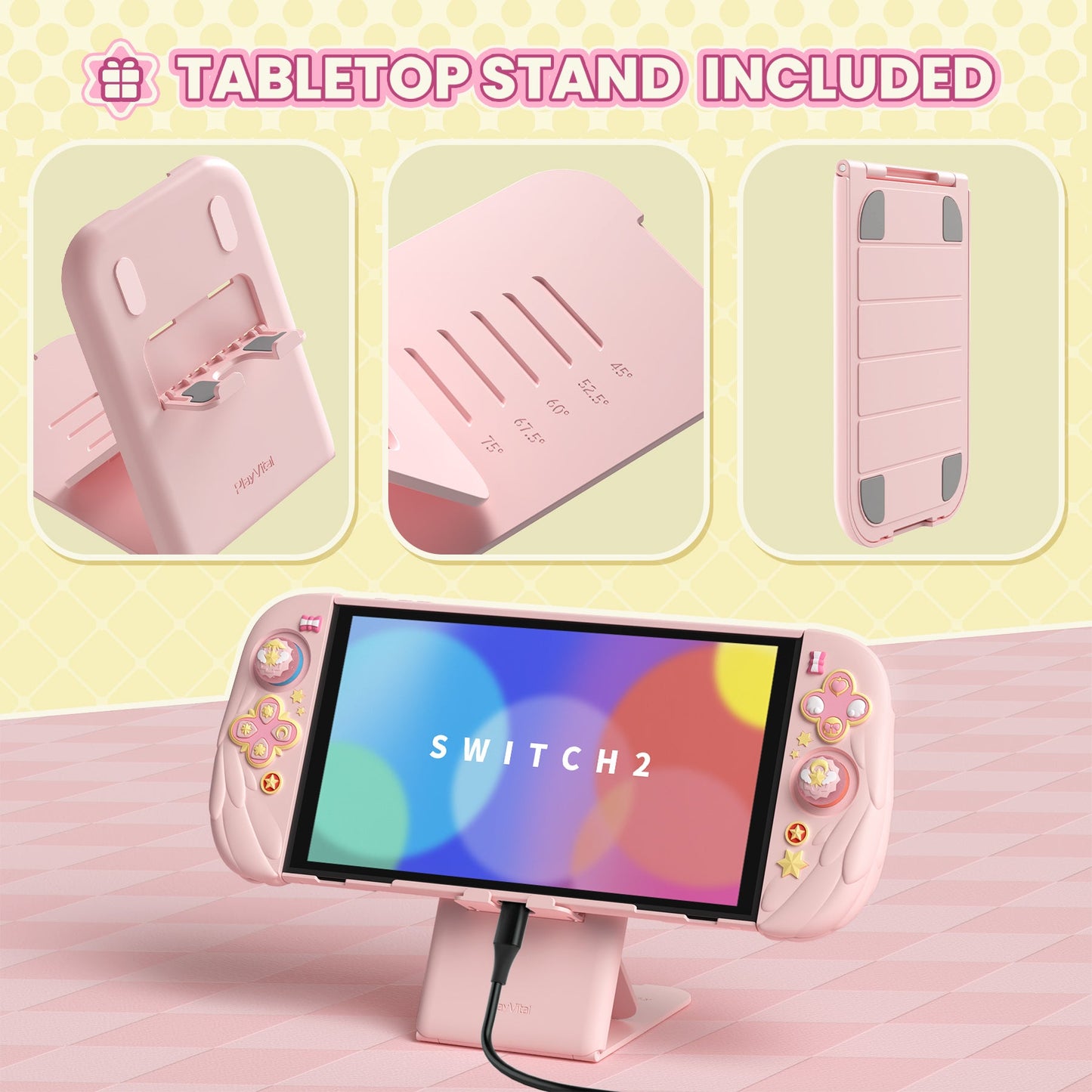 PlayVital Magic Wings Protective Case for Nintendo Switch 2 - Pink PlayVital