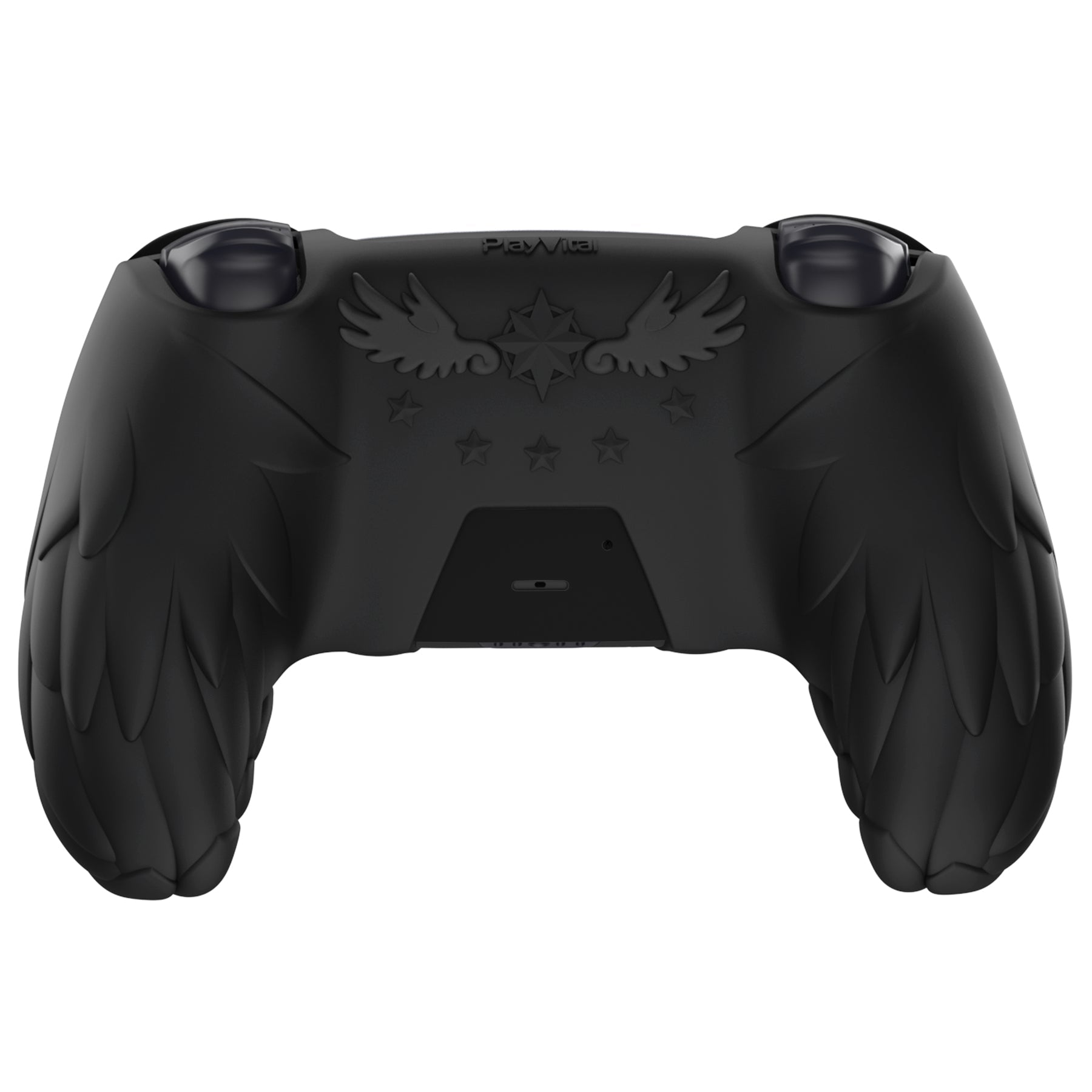 PlayVital Magic Wings Silicone Cover Skin for PS5 Controller with Thumbstick Caps & Themed Stickers, Charging Station Compatible - Black PlayVital