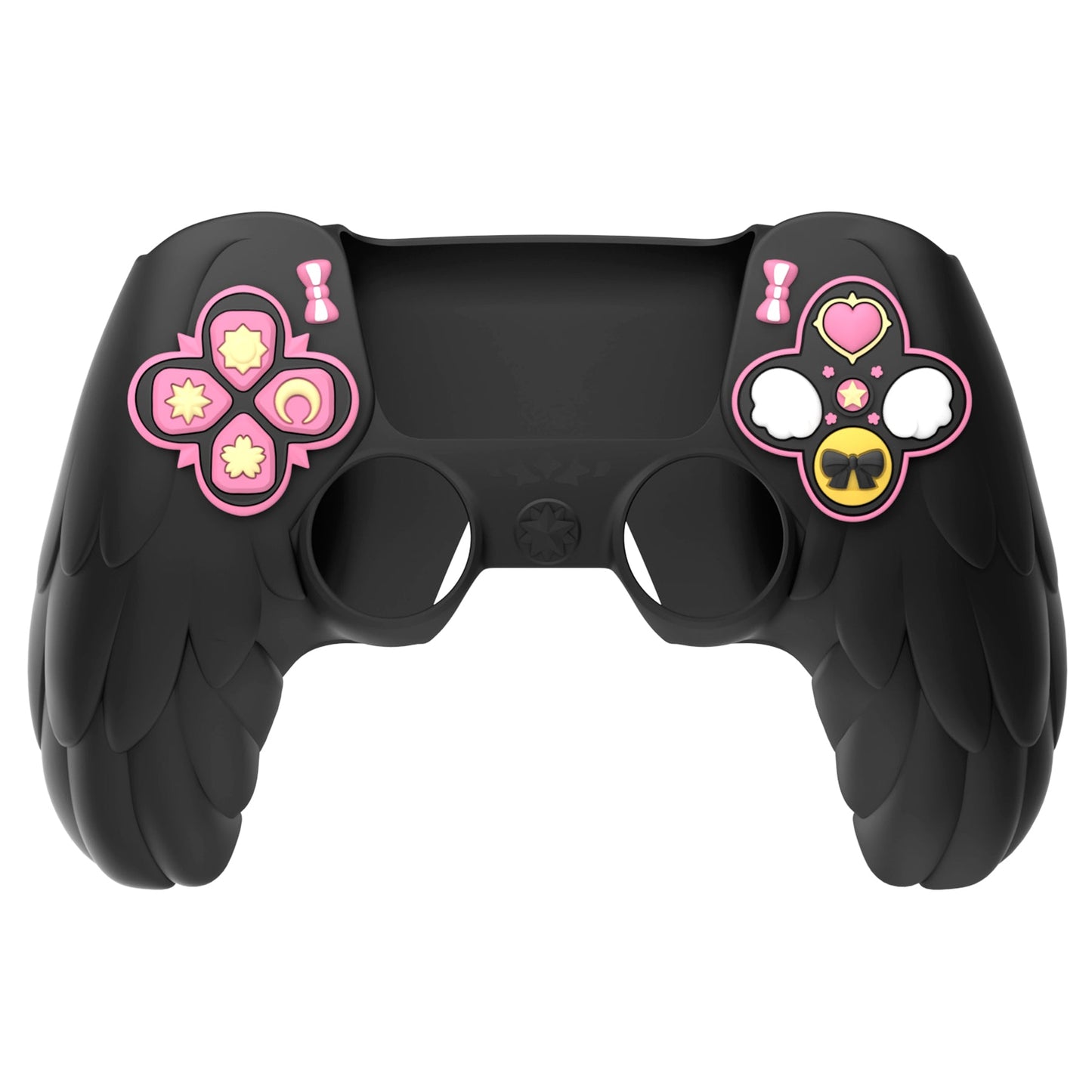 PlayVital Magic Wings Silicone Cover Skin for PS5 Controller with Thumbstick Caps & Themed Stickers, Charging Station Compatible - Black PlayVital