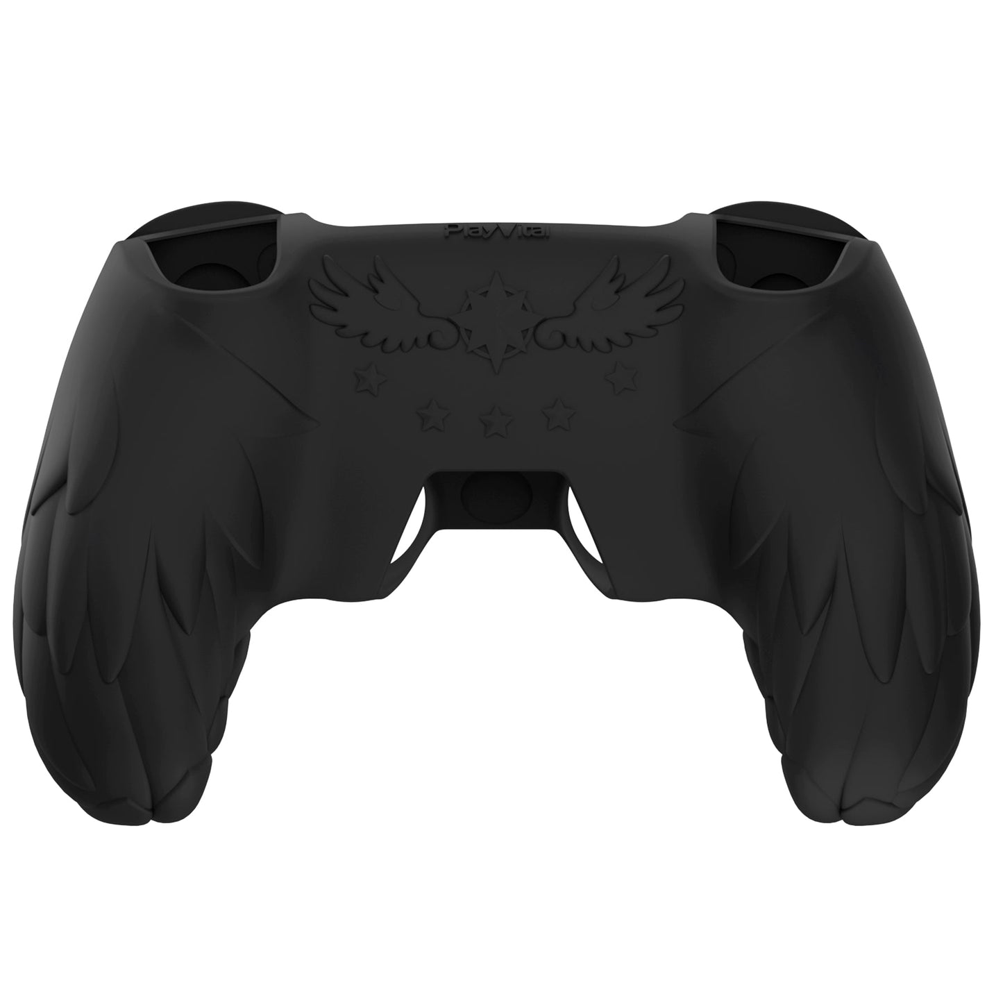 PlayVital Magic Wings Silicone Cover Skin for PS5 Controller with Thumbstick Caps & Themed Stickers, Charging Station Compatible - Black PlayVital
