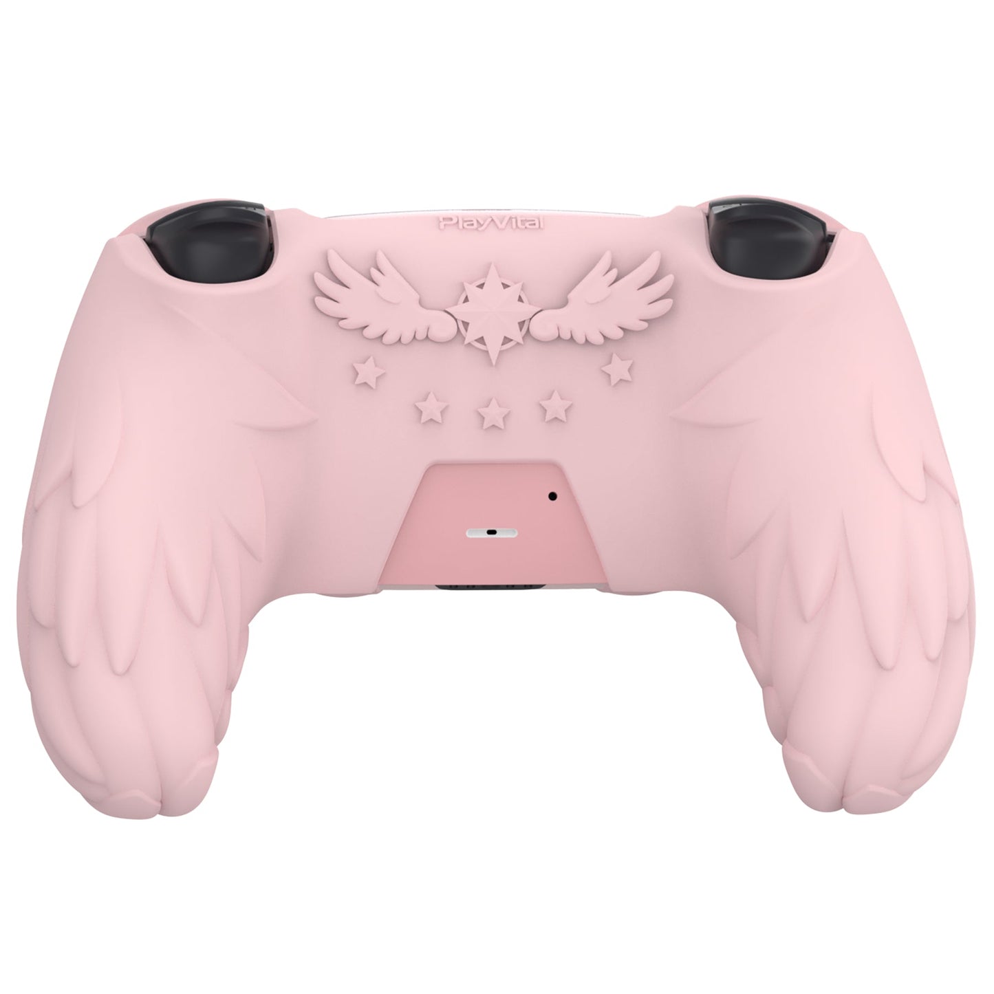 PlayVital Magic Wings Silicone Cover Skin for PS5 Controller with Thumbstick Caps & Themed Stickers, Charging Station Compatible - Pink PlayVital