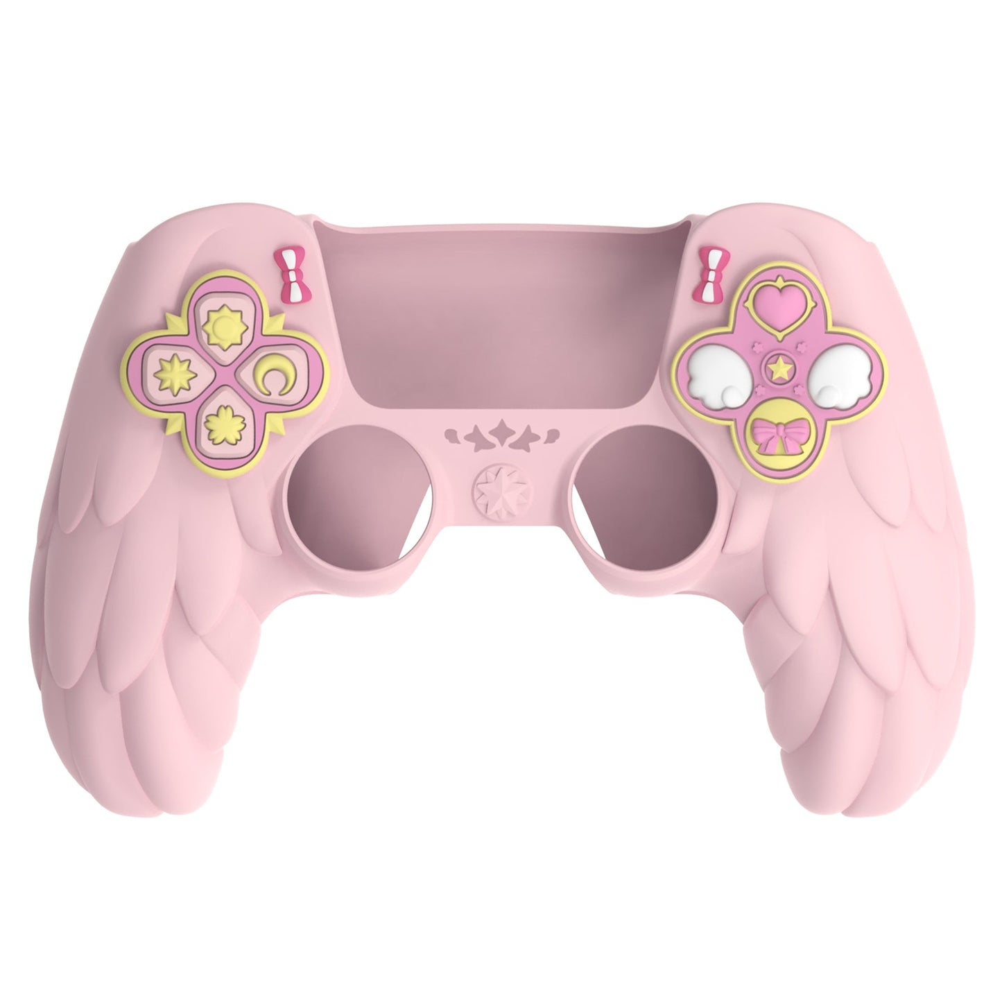 PlayVital Magic Wings Silicone Cover Skin for PS5 Controller with Thumbstick Caps & Themed Stickers, Charging Station Compatible - Pink PlayVital