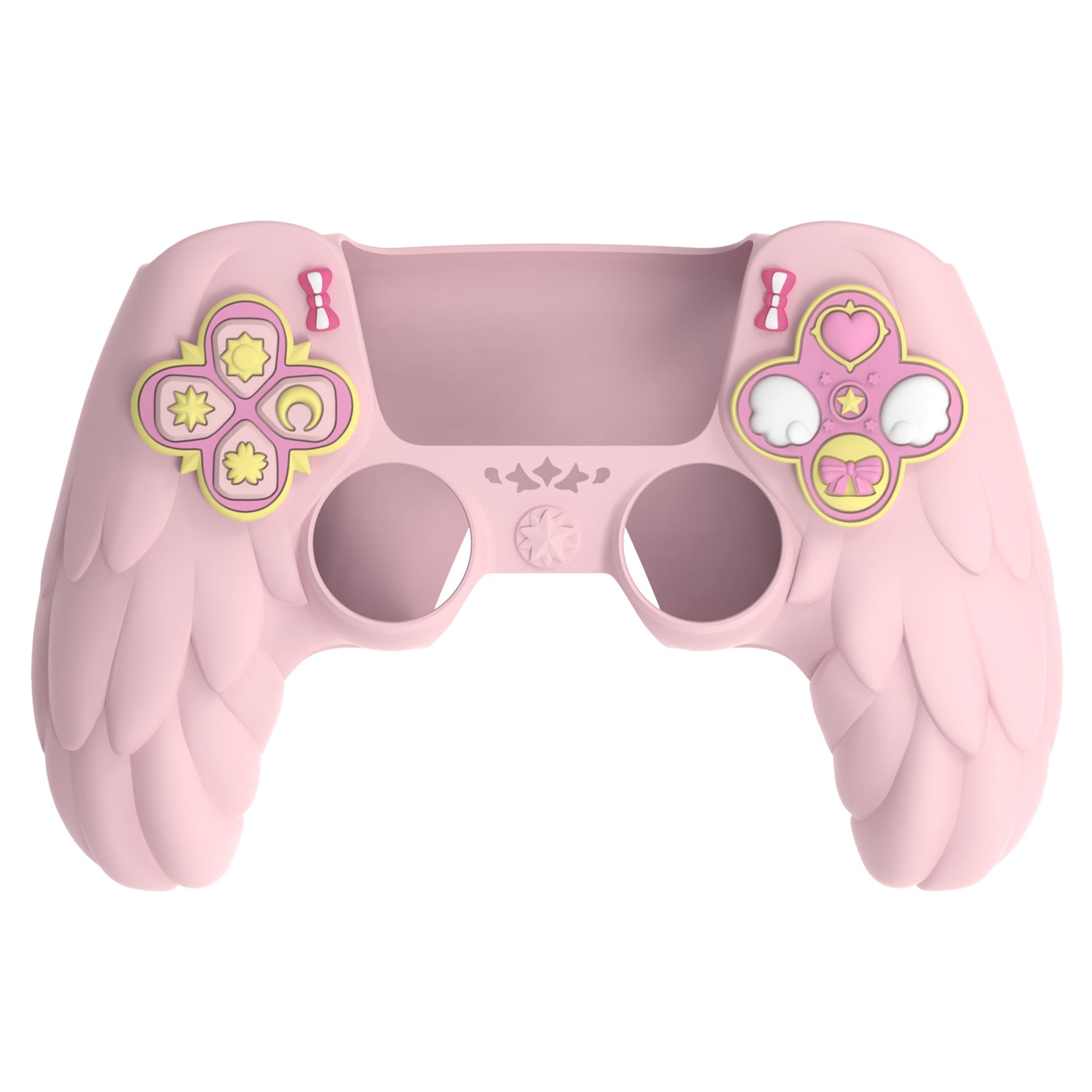 PlayVital Magic Wings Silicone Cover Skin for PS5 Controller with Thumbstick Caps & Themed Stickers, Charging Station Compatible - Pink PlayVital