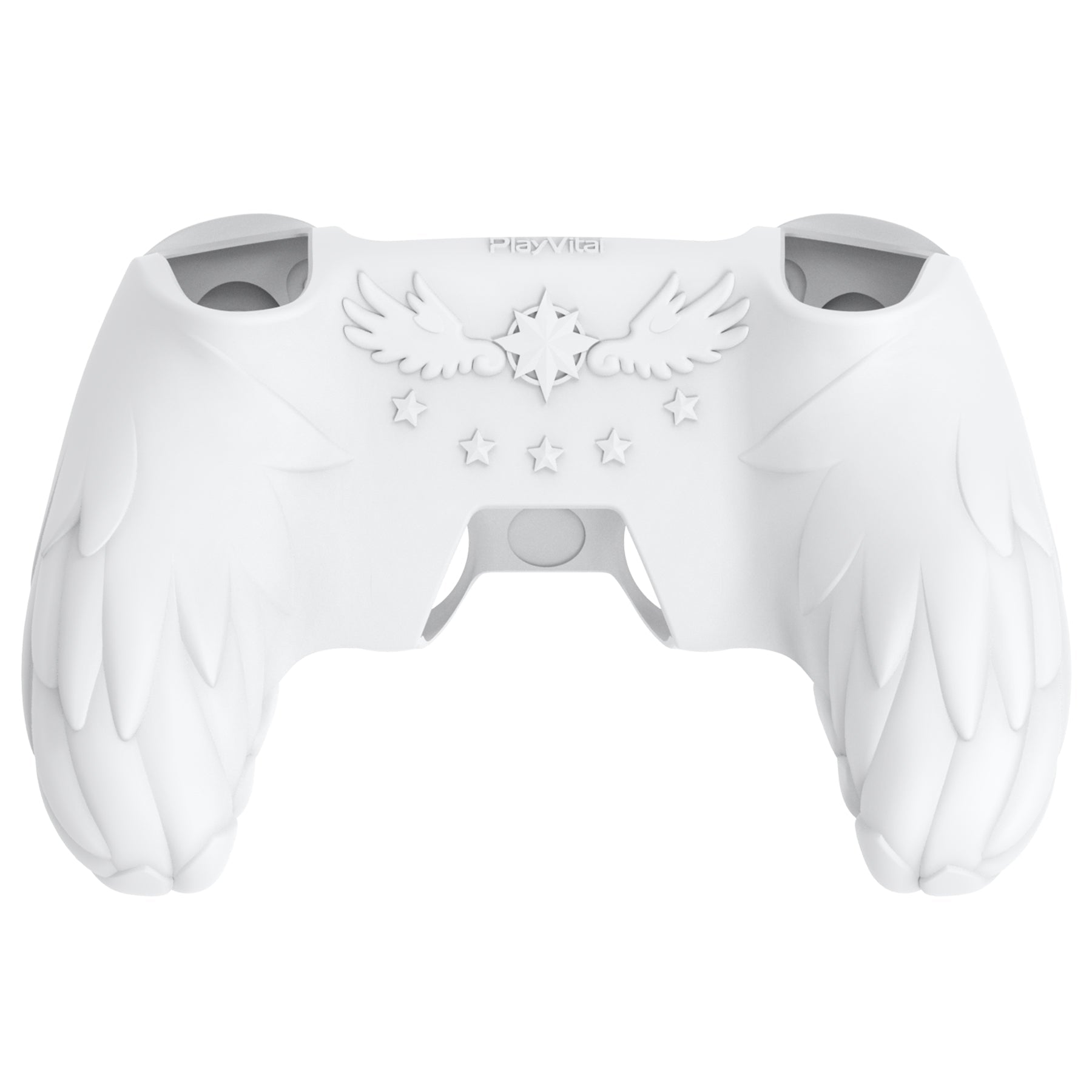 PlayVital Magic Wings Silicone Cover Skin for PS5 Controller with Thumbstick Caps & Themed Stickers, Charging Station Compatible - White PlayVital