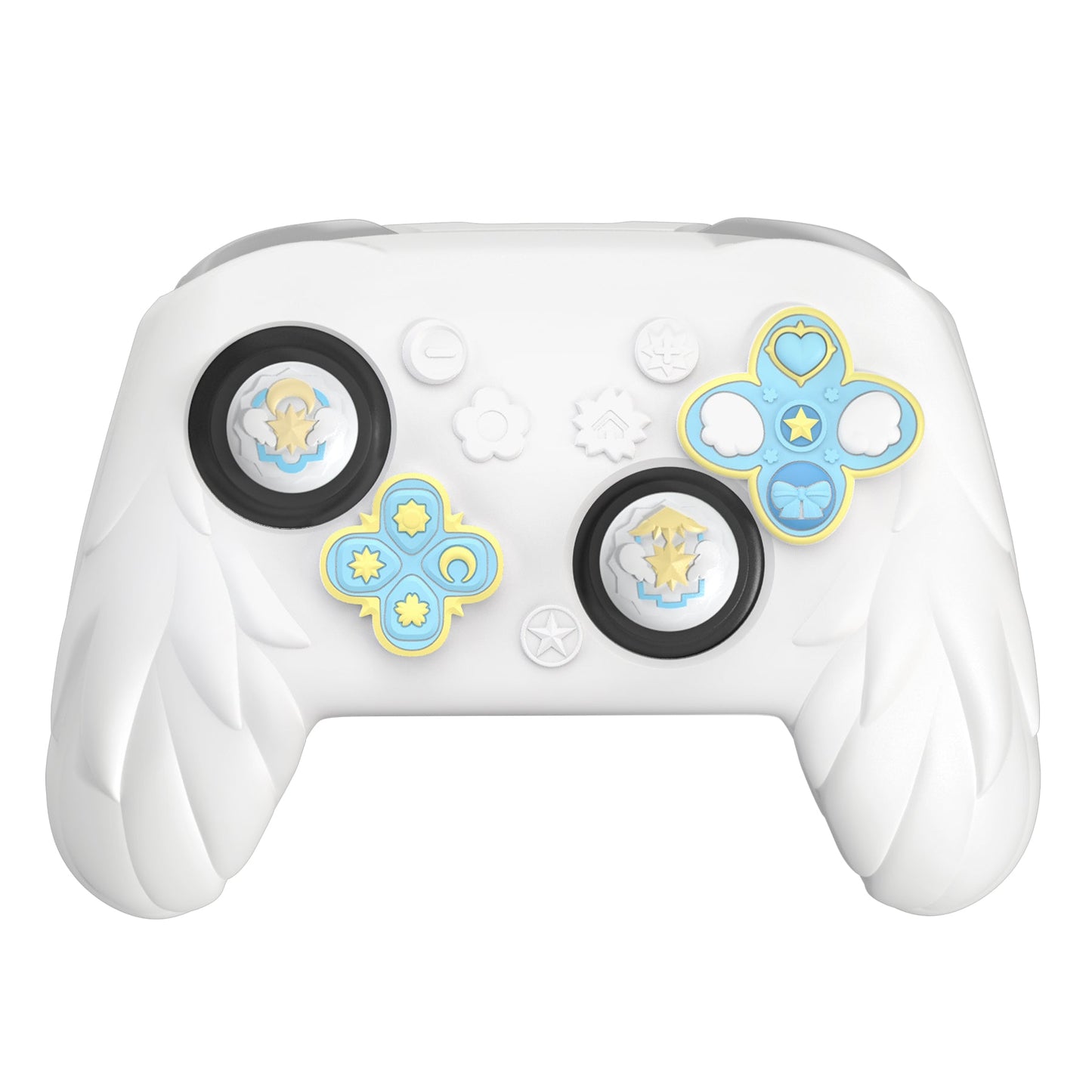 PlayVital Magic Wings Silicone Cover for Nintendo Switch 2 Pro Controller, Cute Protective Skin Case for Switch 2 Pro Controller with Back Button Caps & Thumb Grips & Stickers - White PlayVital