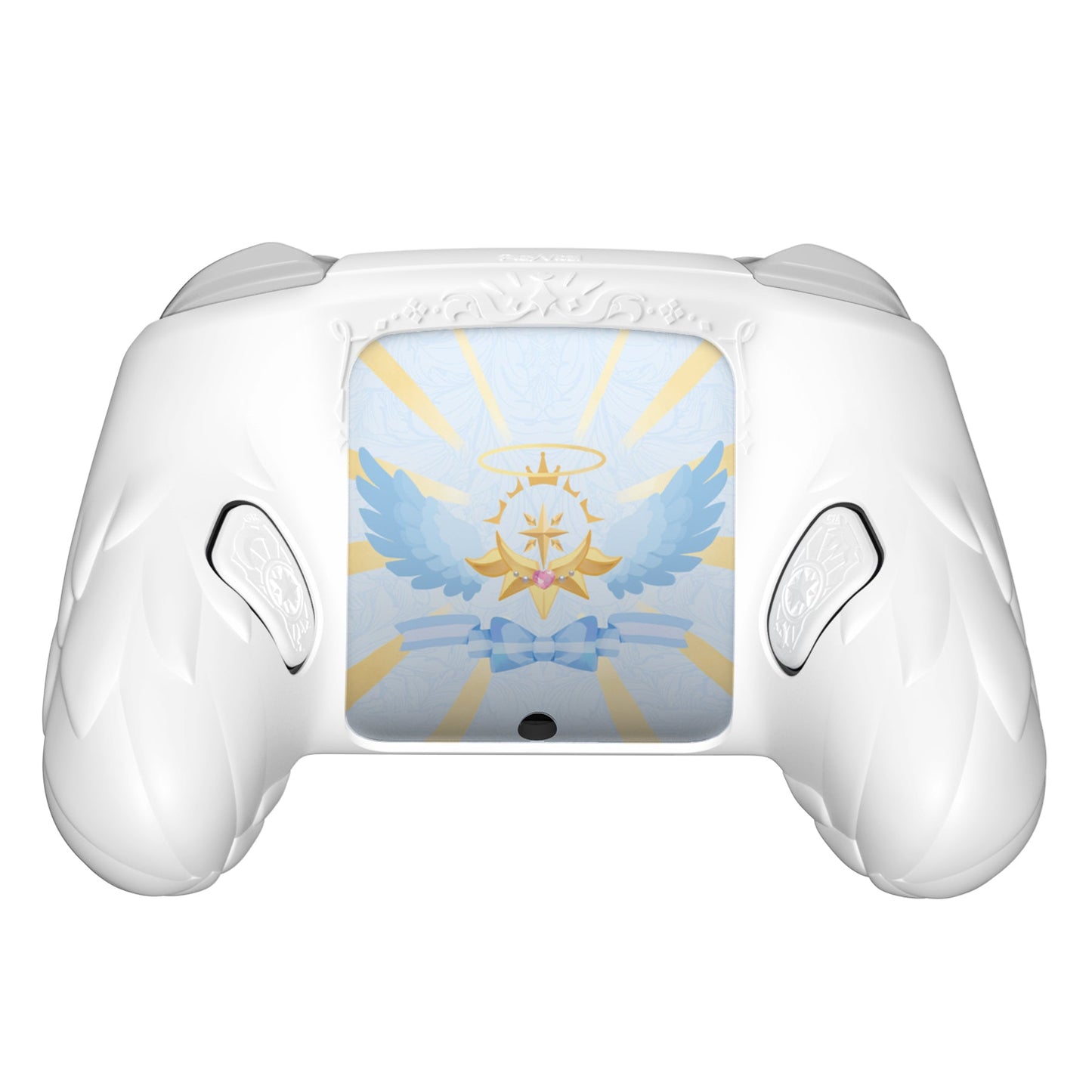PlayVital Magic Wings Silicone Cover for Nintendo Switch 2 Pro Controller, Cute Protective Skin Case for Switch 2 Pro Controller with Back Button Caps & Thumb Grips & Stickers - White PlayVital