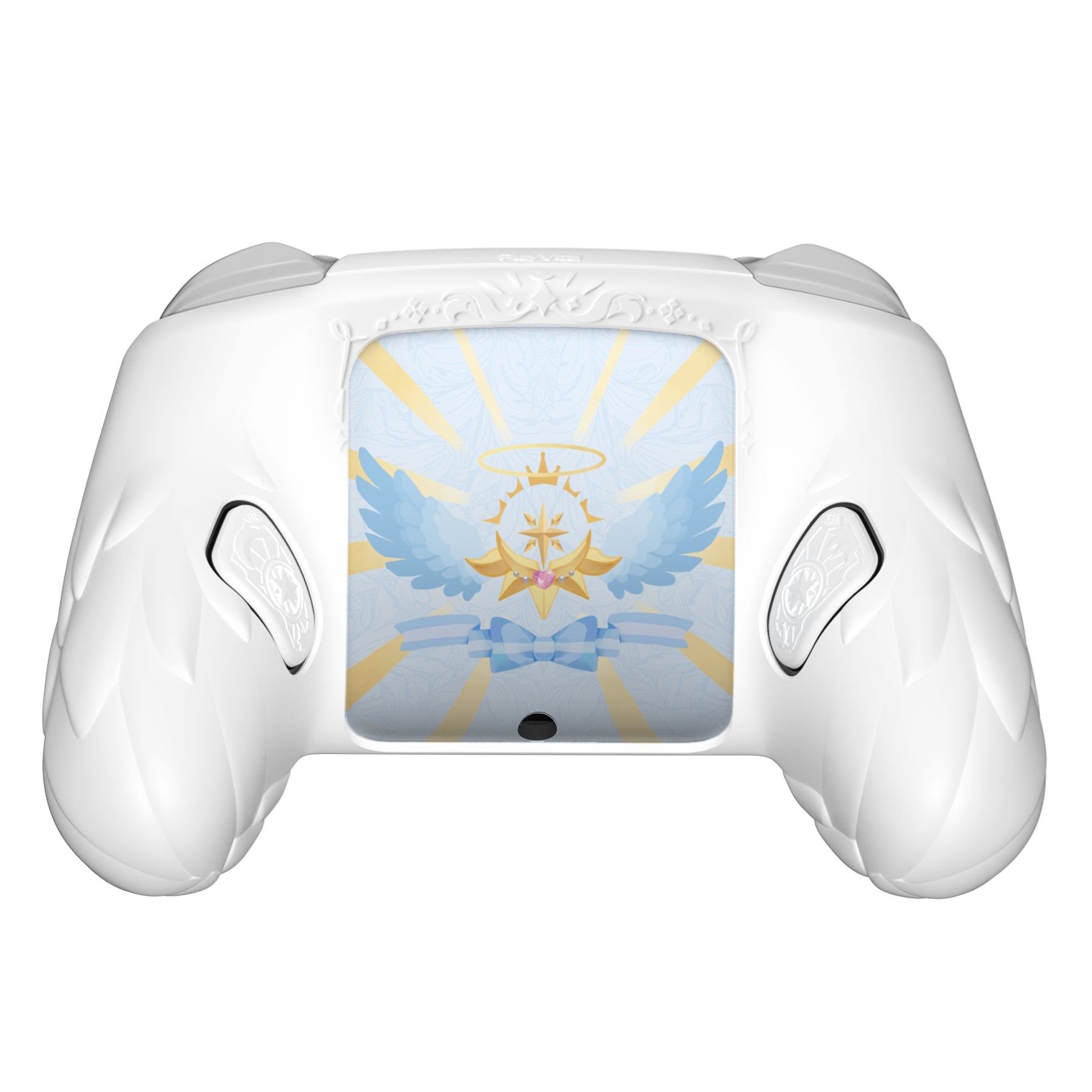 PlayVital Magic Wings Silicone Cover for Nintendo Switch 2 Pro Controller, Cute Protective Skin Case for Switch 2 Pro Controller with Back Button Caps & Thumb Grips & Stickers - White PlayVital