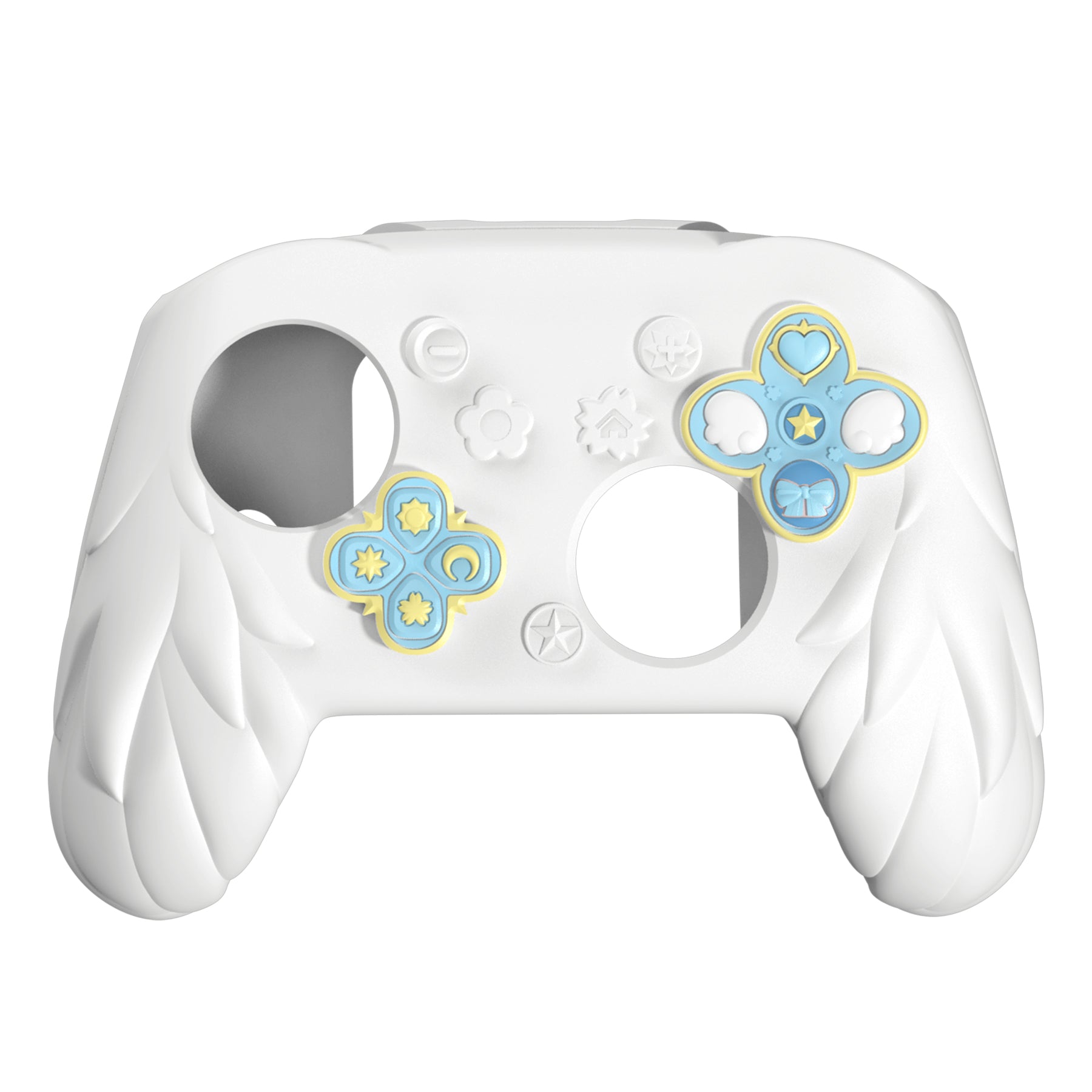 PlayVital Magic Wings Silicone Cover for Nintendo Switch 2 Pro Controller, Cute Protective Skin Case for Switch 2 Pro Controller with Back Button Caps & Thumb Grips & Stickers - White PlayVital