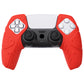 PlayVital Mecha Edition Anti-Slip Silicone Cover Skin with Thumb Grip Caps for PS5 Wireless Controller - Compatible with Charging Station - Passion Red - JGPF009 PlayVital