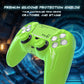 PlayVital Mecha Edition Silicone Cover with 2 Joystick Caps and 6 Stickers for PS5 Controller - Compatible with Charging Station - Neon Green