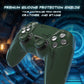 PlayVital Mecha Edition Silicone Cover with 2 Joystick Caps and 6 Stickers for PS5 Controller - Compatible with Charging Station - Racing Green