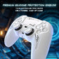 PlayVital Mecha Edition Silicone Cover with 2 Joystick Caps and 6 Stickers for PS5 Controller - Compatible with Charging Station - White