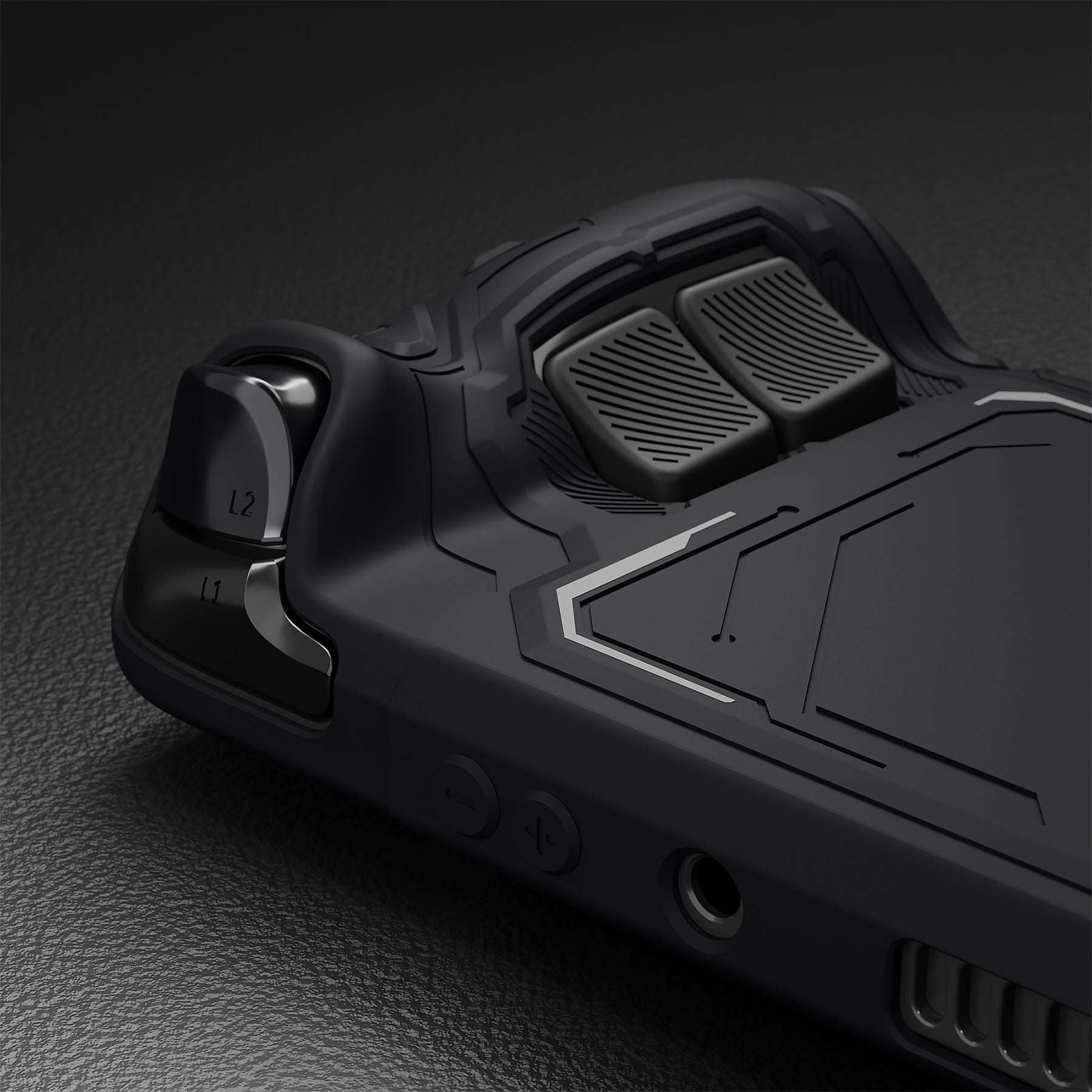 PlayVital Mecha Protective Case with Back Button Enhancement Set & Thumb Grips & Stickers for Steam Deck OLED & LCD - Black PlayVital