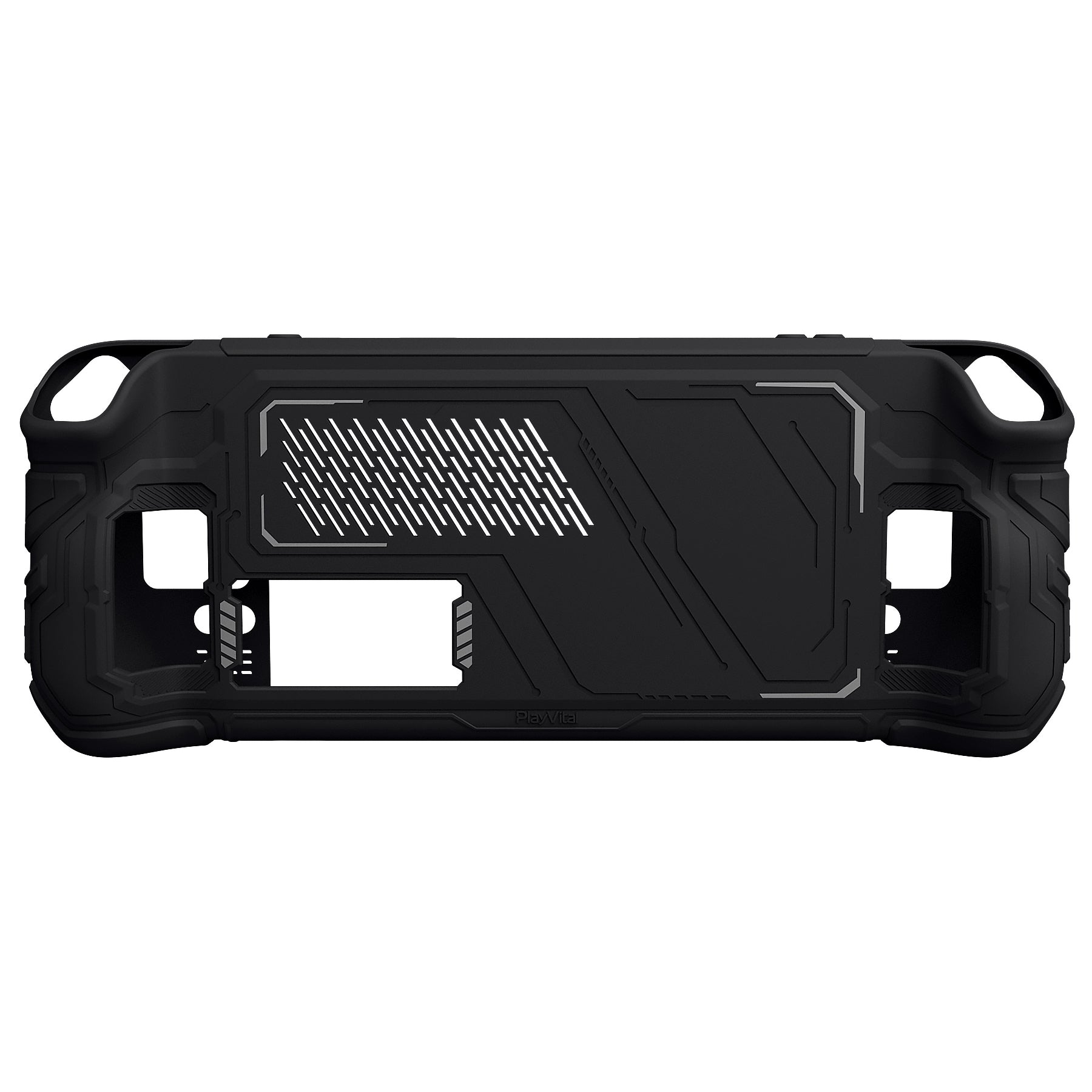 PlayVital Mecha Protective Case with Back Button Enhancement Set & Thumb Grips & Stickers for Steam Deck OLED & LCD - Black PlayVital